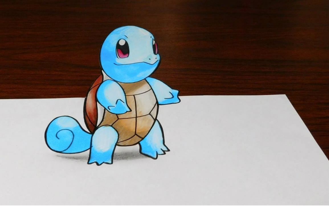 教你画一个3d的杰尼龟