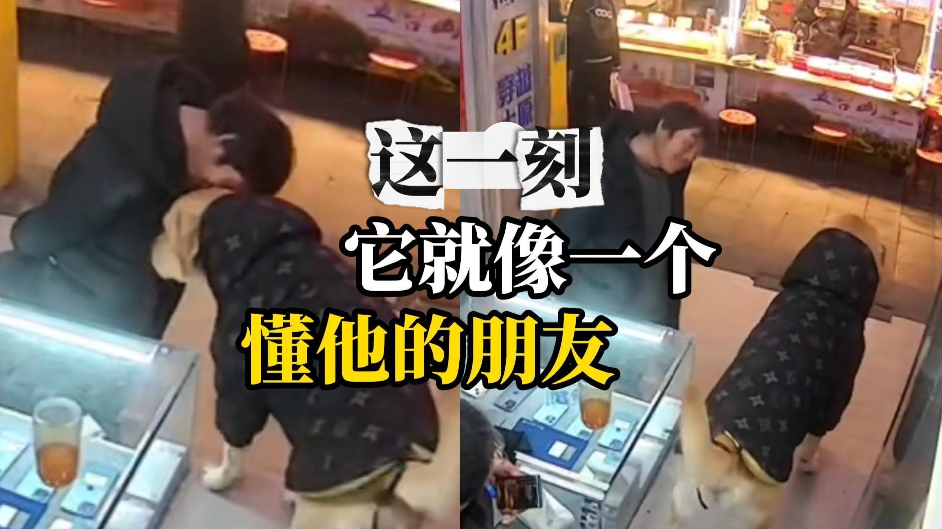 大哥在店门口遇拉布拉多，摸完执意留下10元给狗狗买零食，轻声说“它没有嫌弃我”