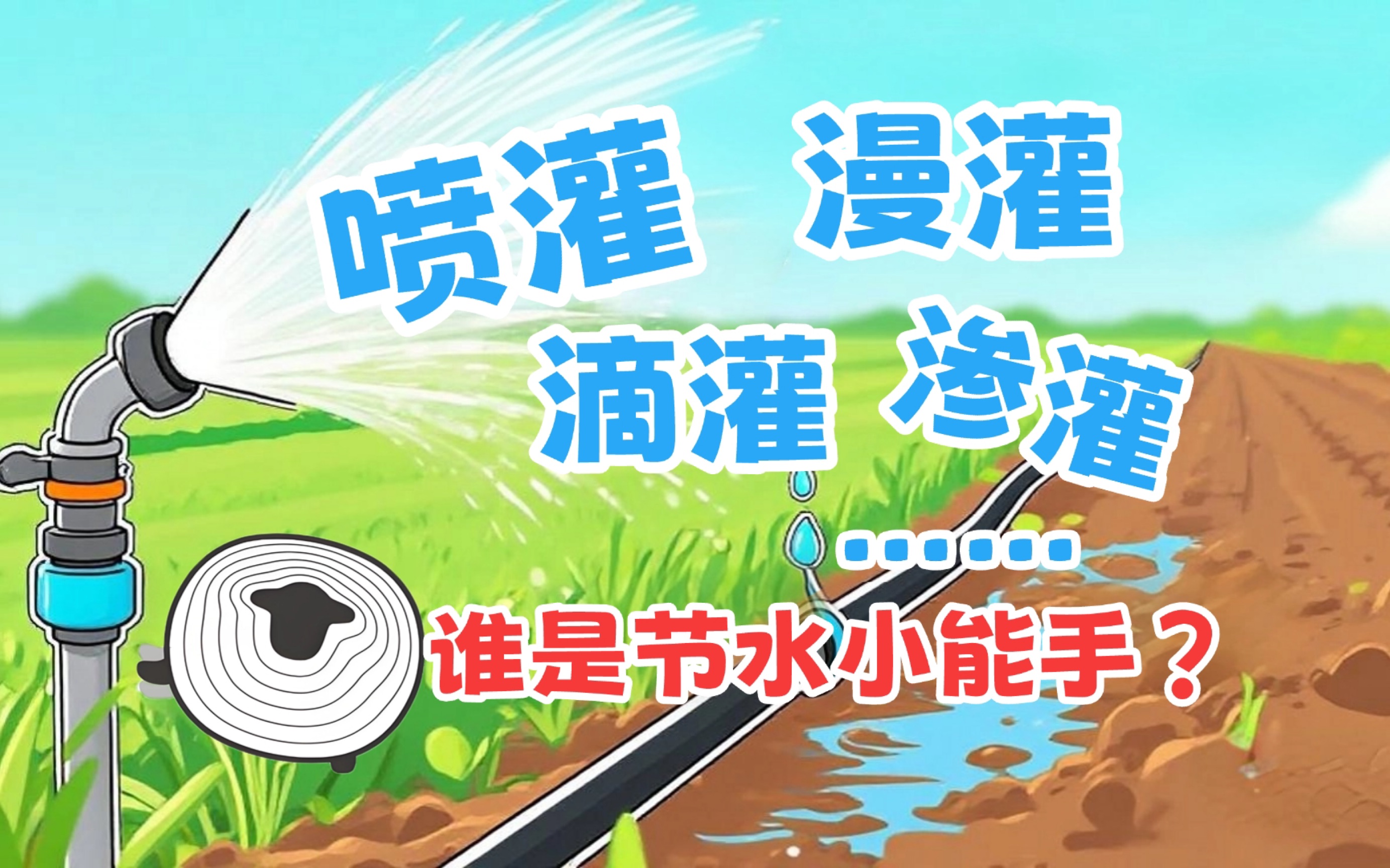 原来农田浇水这么多花样？3分钟看懂喷灌/漫灌/滴灌/渗灌的区别！【羊羊地理｜手绘动画132】