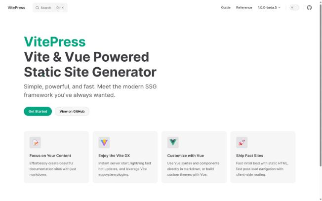 vitepress--新一代快速建站工具，只需使用 Markdown 即可轻松创建精美的文档网站