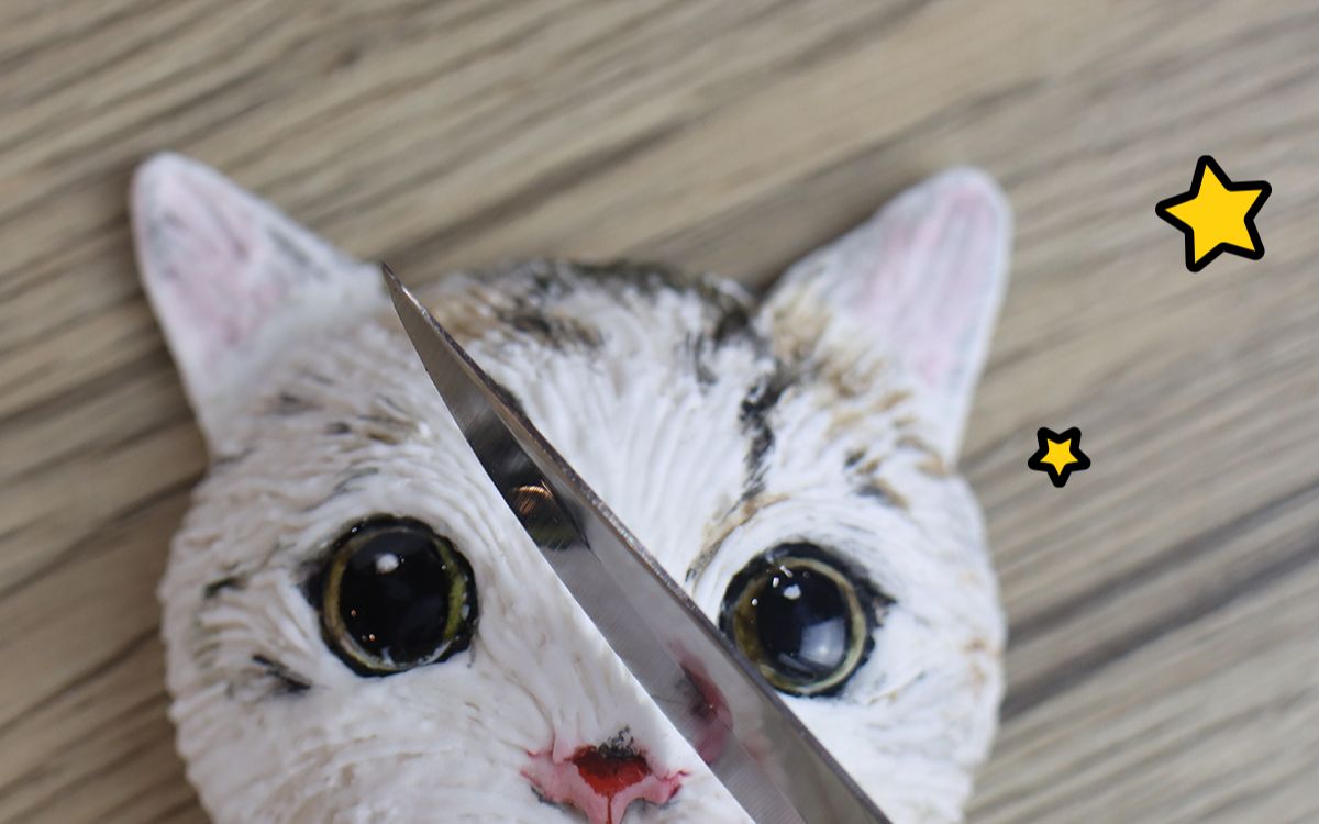 这是一把能把甜点切成猫的刀！