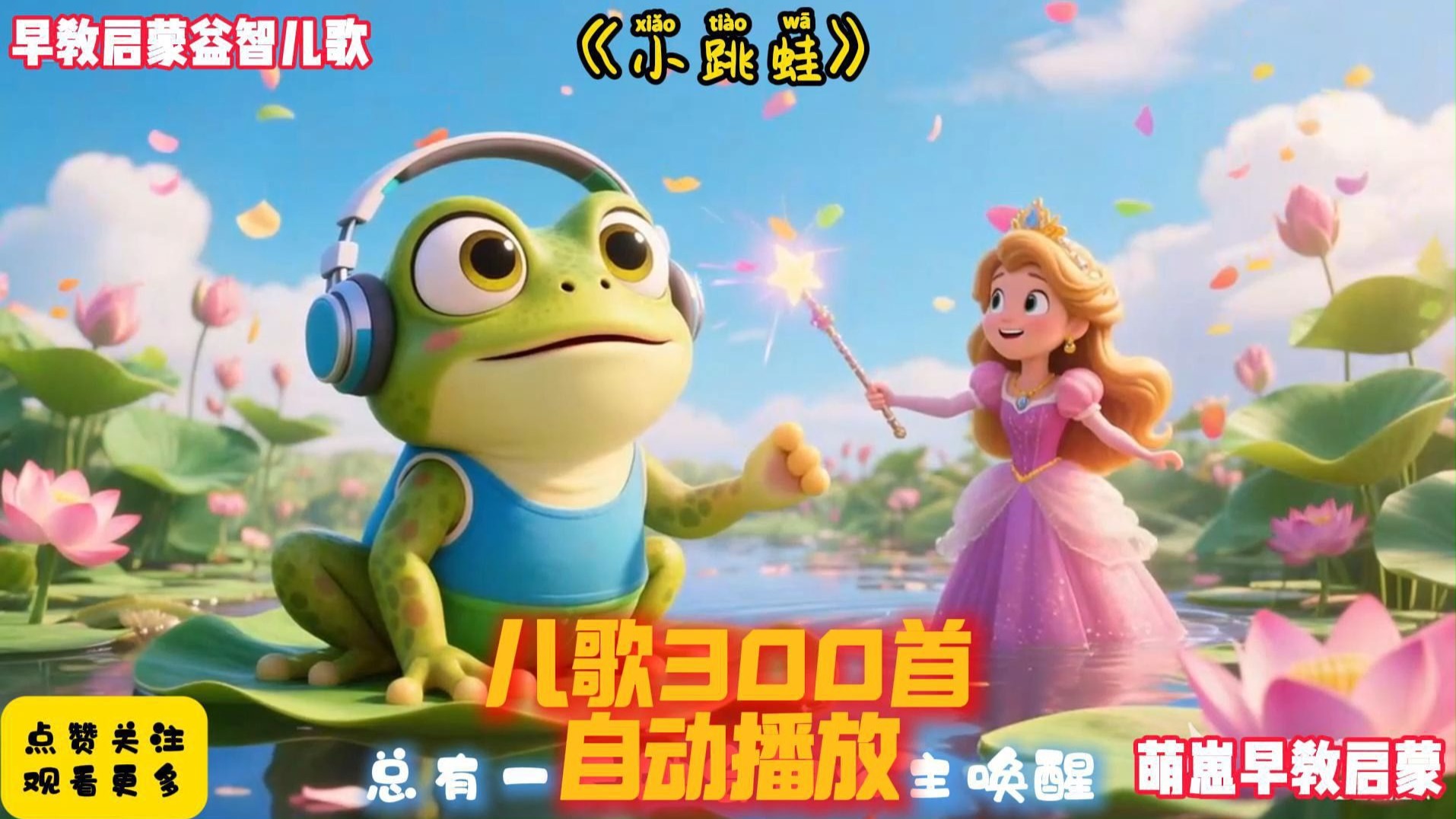 儿歌大全300首连续播放《小跳蛙》完整版早教儿歌动画最火AI视频宝宝爱看