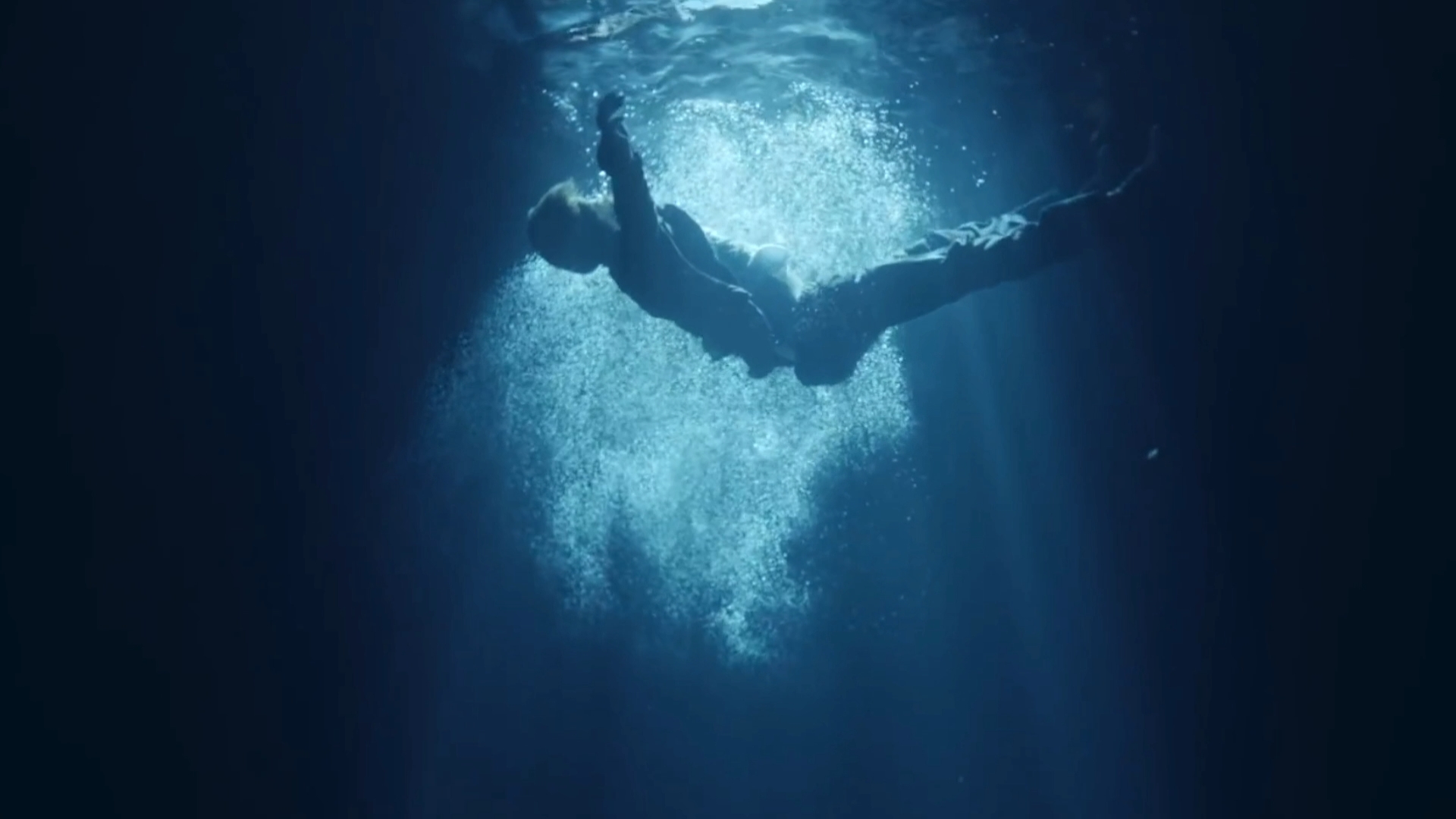 落水空镜--森林、湖泊、落水、挣扎