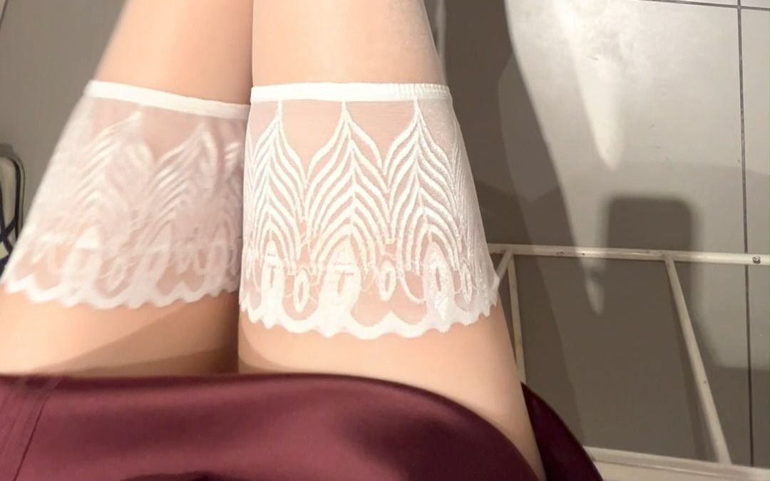 Lust and A! Super nice feather white stockings from the PINKHOT Feather Collection!