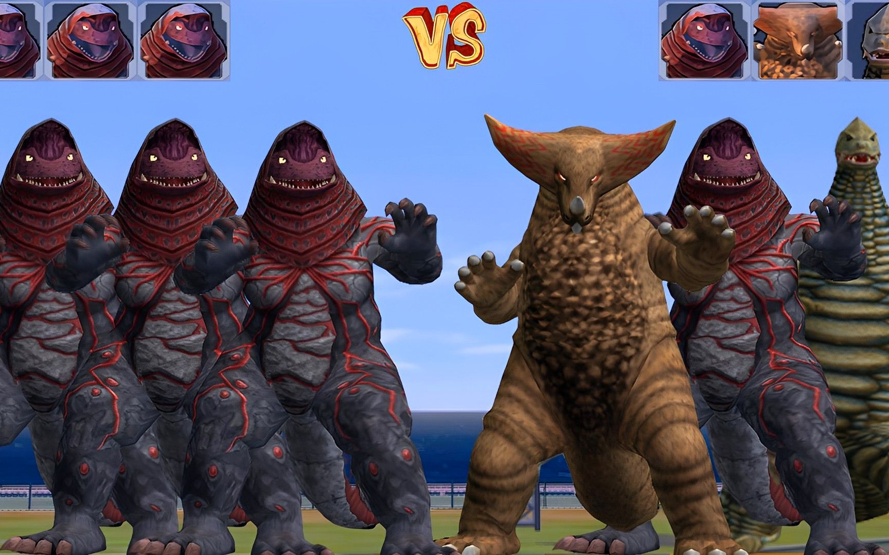 奥特曼格斗进化3：火焰哥尔赞分别vs三个怪兽