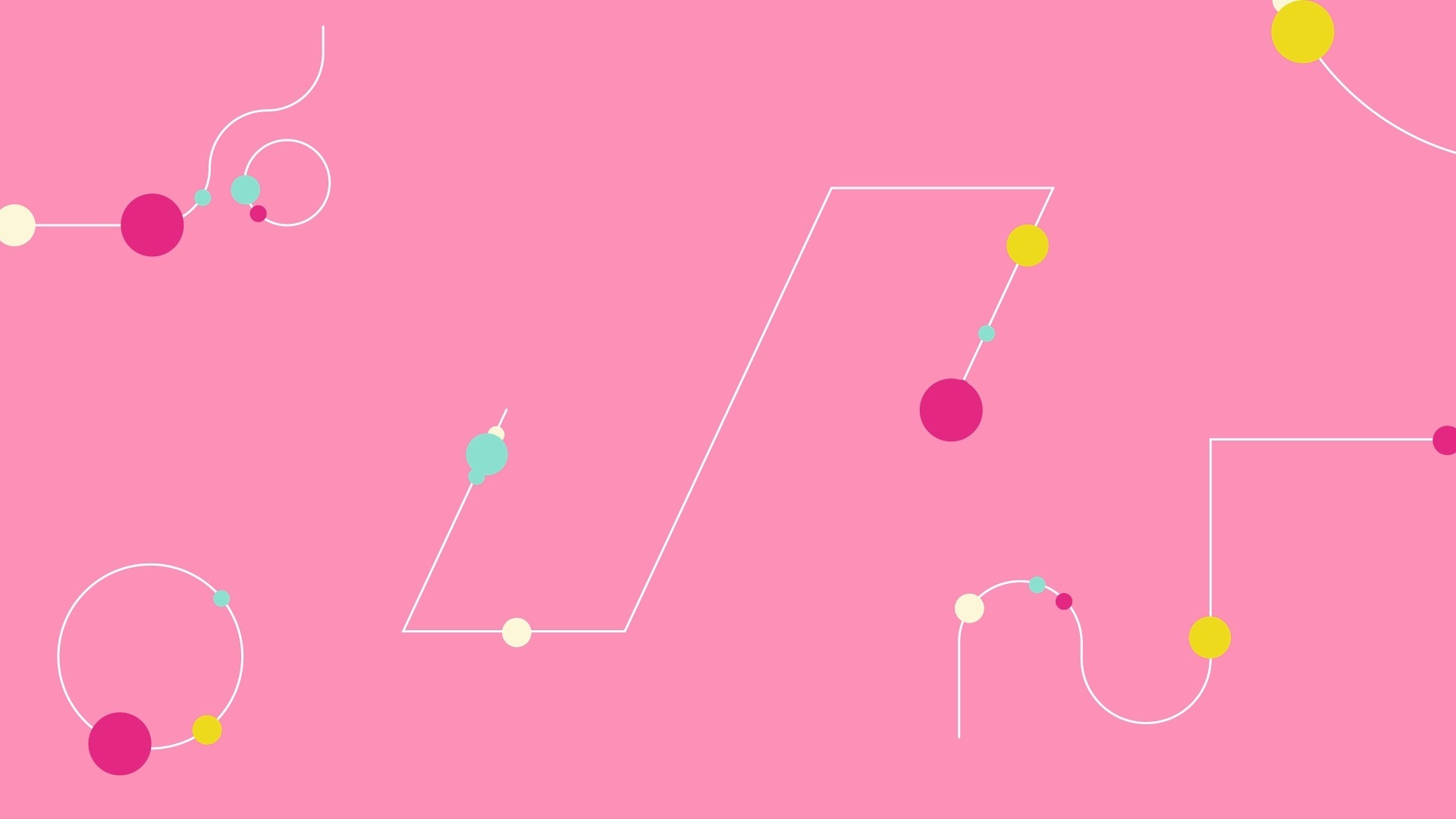 【舞台背景】11- 粉色多巴胺色系点线圈圈路径动态循环视频背景❤️ 可爱卡通舞蹈晚会年会循环动画