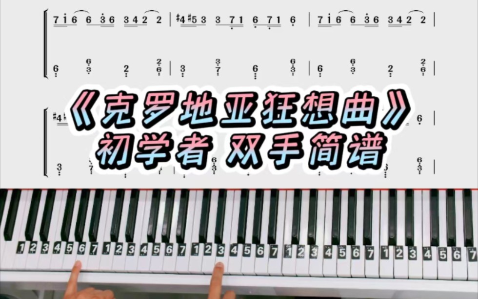 《克罗地亚狂想曲》初学者双手钢琴简谱教程来啦！