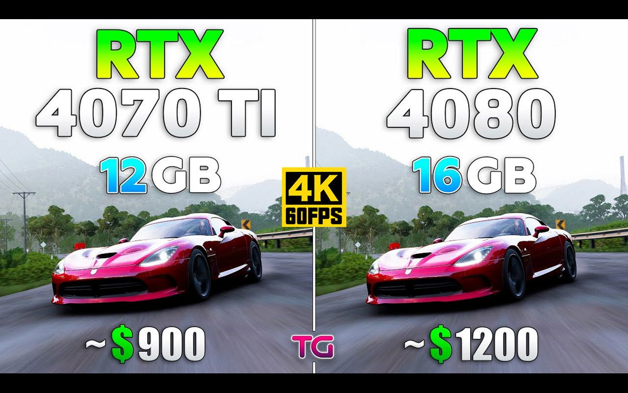 【4K60帧】RTX 4070 Ti 12GB vs RTX 4080 16GB | 4K分辨率8款游戏对比测试 | 作者：Testing Games