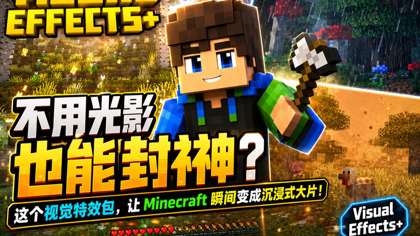 不用光影也能封神？这个视觉特效包，让 Minecraft 瞬间变成沉浸式大片！