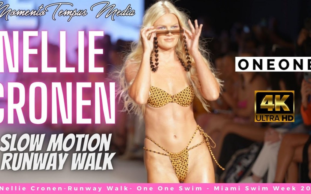 Experience Nellie Cronen's Stunning 4K Slow Motion Track Walk - One One Swim - Miami Swim Week 2023