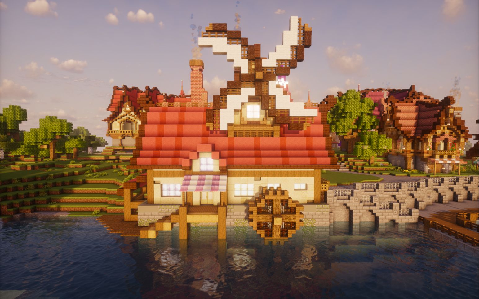 【minecraft】简单的中世纪水边磨坊