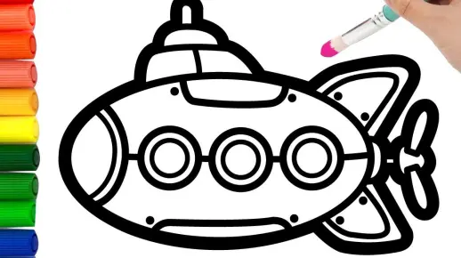 和我一起学画画，今天我们来画一艘潜艇！