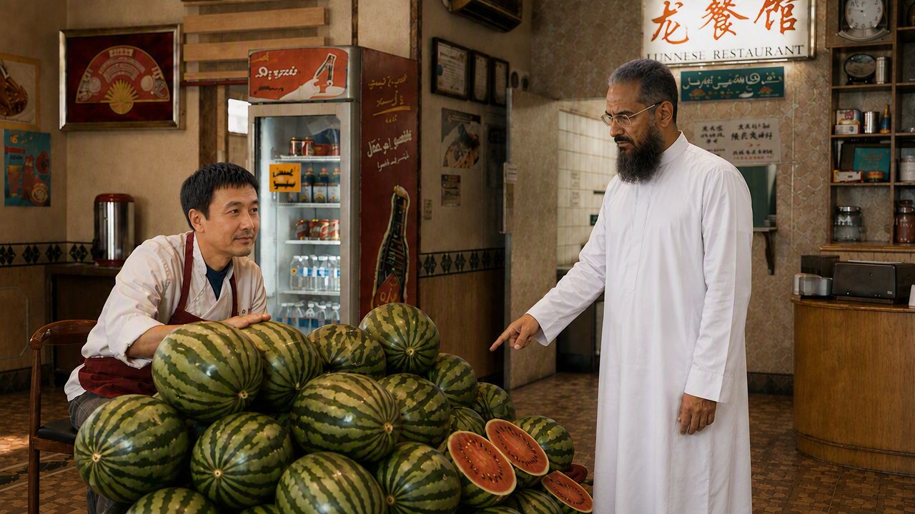 有一个人来龙餐馆买瓜