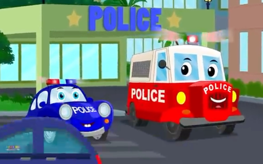 警车动画片 幼儿英语儿歌学习 小朋友早教启蒙动画视频