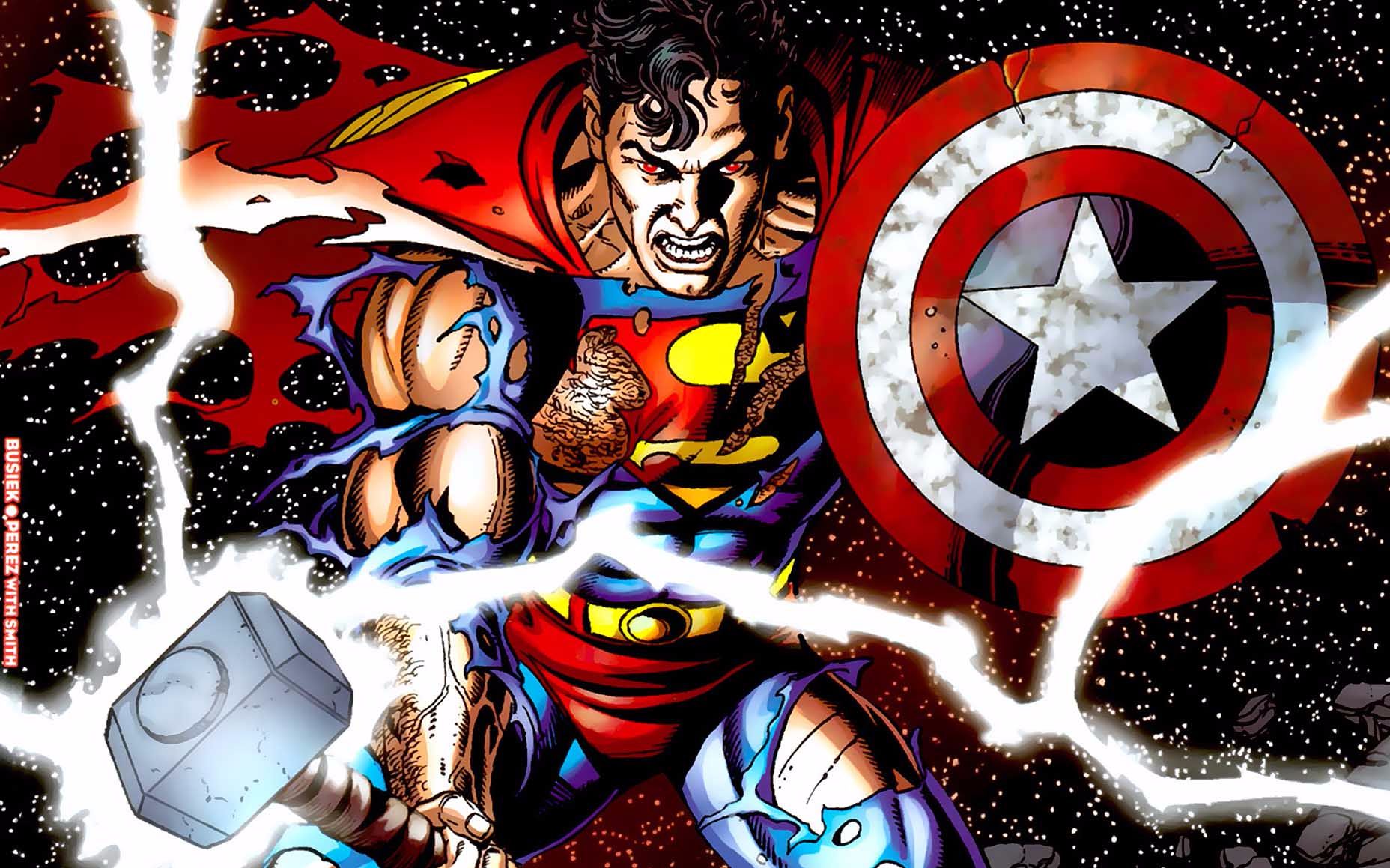 如何评价：[二更]超人举起雷神锤，扛起美队的盾牌，漫威大战DC！的第1张示图