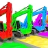 挖掘机和卡车工作视频 儿童工程车染色表演亲子游戏