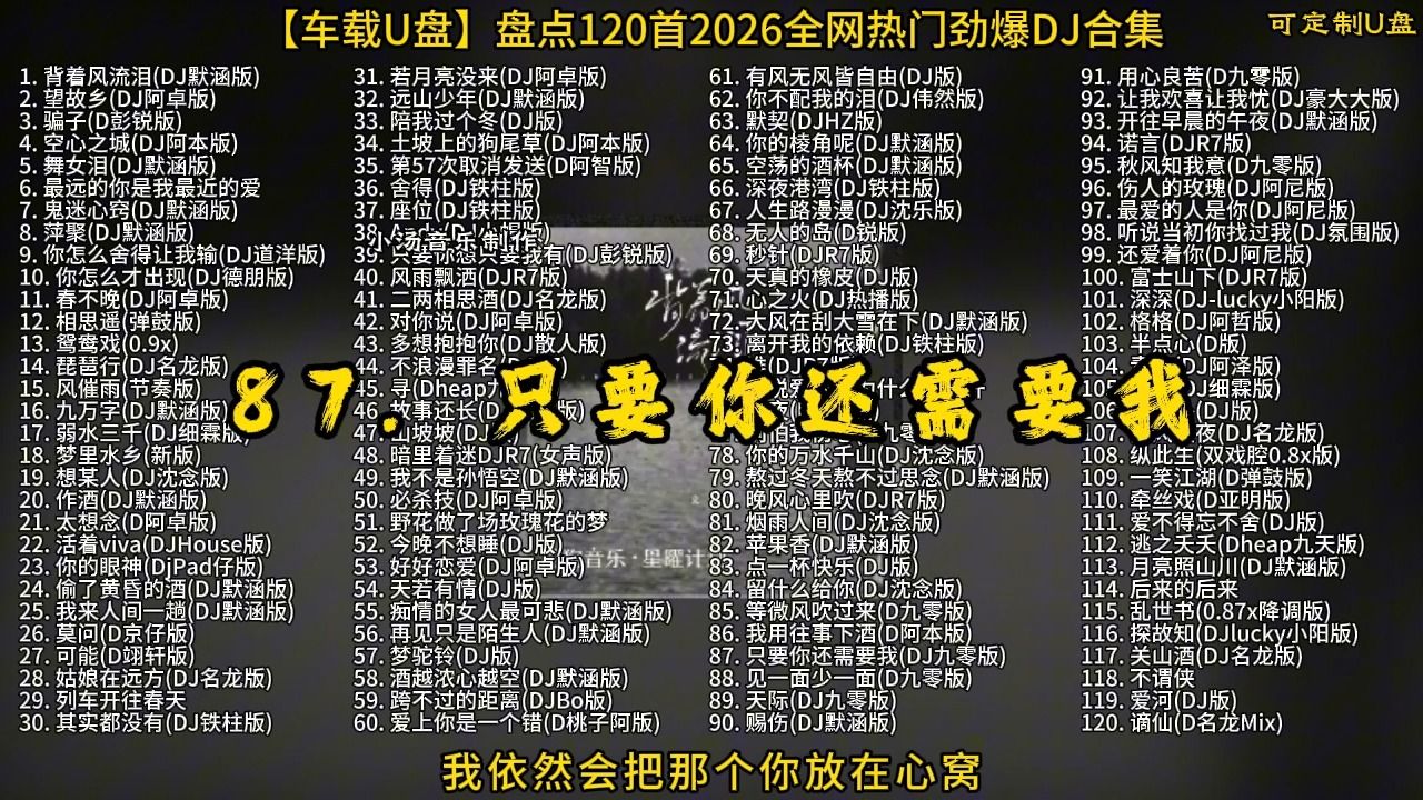 【车载U盘】盘点120首2026热门DJ合集