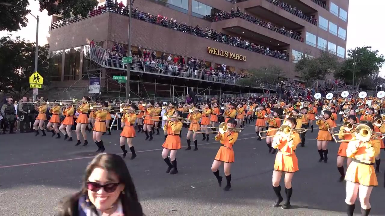 京都橘高等学校吹奏部2018年美国加利福利亚州玫瑰花园花车游行活动