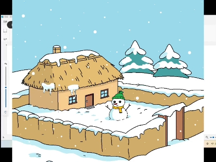 冬日小院的治愈瞬间❄️ 是谁的童年记忆里，藏着这样一座落雪的茅草屋呀～