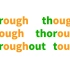 你能分清through, thought, tough, though, thorough, throughout?
