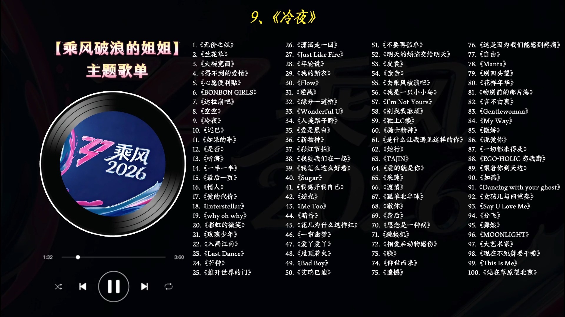 【乘风破浪的姐姐】精选歌曲合集 无损音质