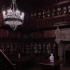 黑暗的学术图书馆氛围和壁炉与黑暗钢琴音乐