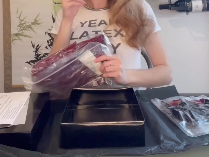 Wearable blogger's latex dress unboxing