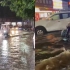 实拍郑州突遭狂风雷电暴雨侵袭：多道路积水严重 商贩涉水骑车