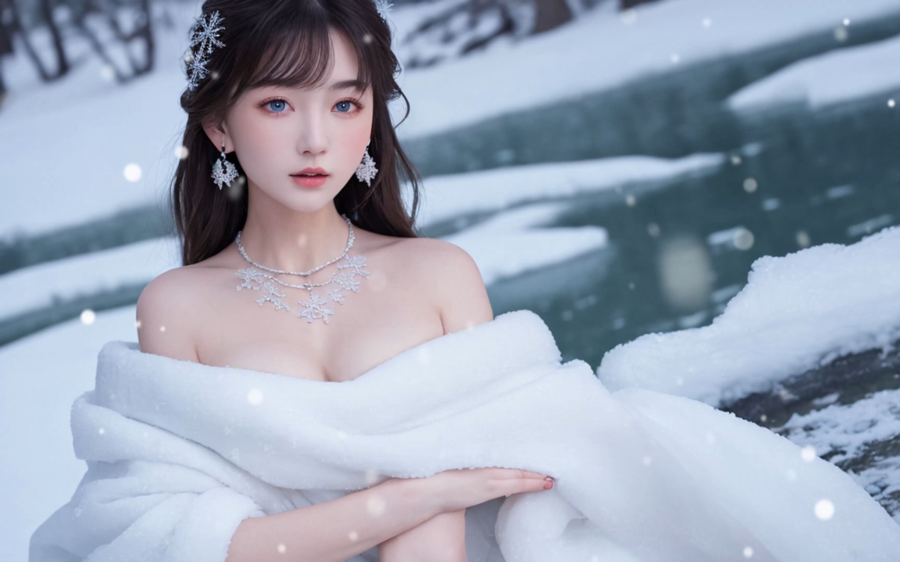 【AI绘画】冰雪美人2,白衣胜雪哔哩哔哩bilibili