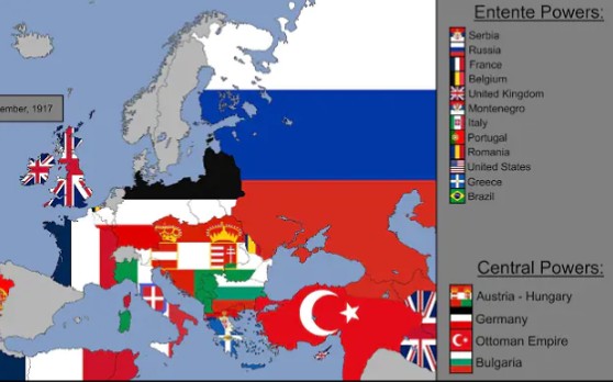 【历史地图】第一次世界大战欧洲国旗：每天