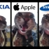猫咪对着相机门喵喵叫，但是著名的手机铃声 meme