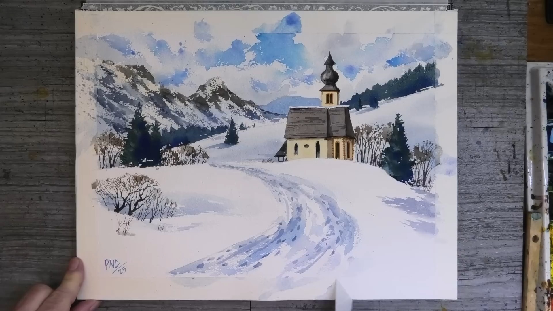 如何用水彩画奥地利山景 -- Paul Clark