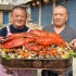 2700买4只波龙45斤海鲜，做海鲜大咖堆成山，农村20几人海鲜当饭吃