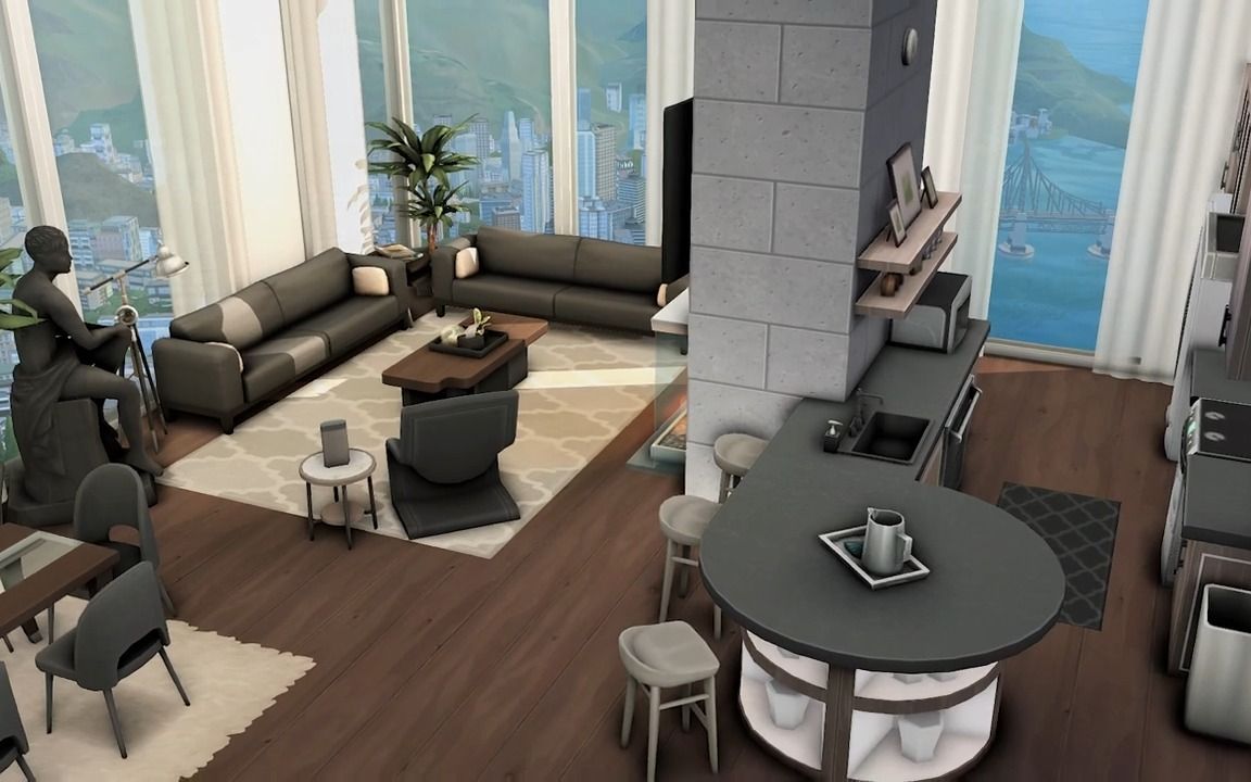 三层豪宅公寓---模拟人生4房屋速度构建 （NO CC）