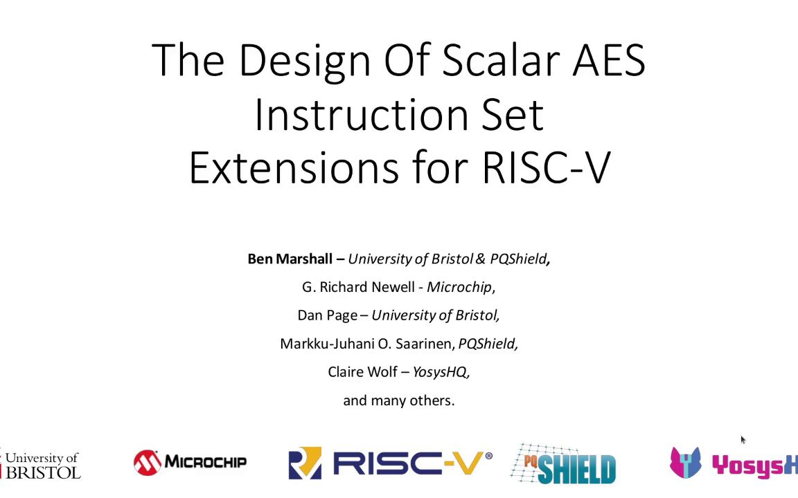 [CHES 2021]  The Design of Scalar AES Instruction Set Extensions for RISCV哔哩哔哩bilibili