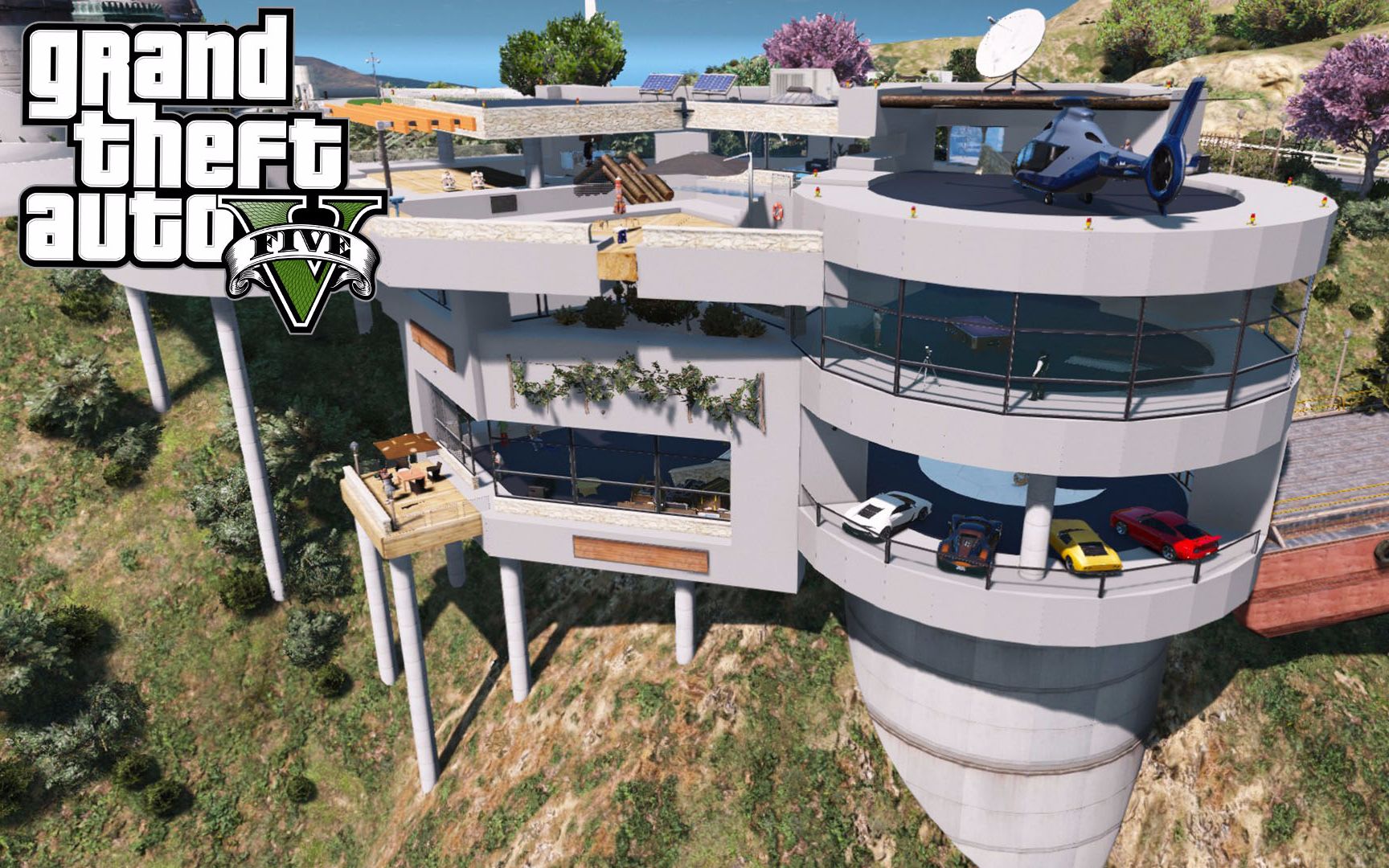 gta5伽利略豪宅露天游泳池超跑隐密办公室