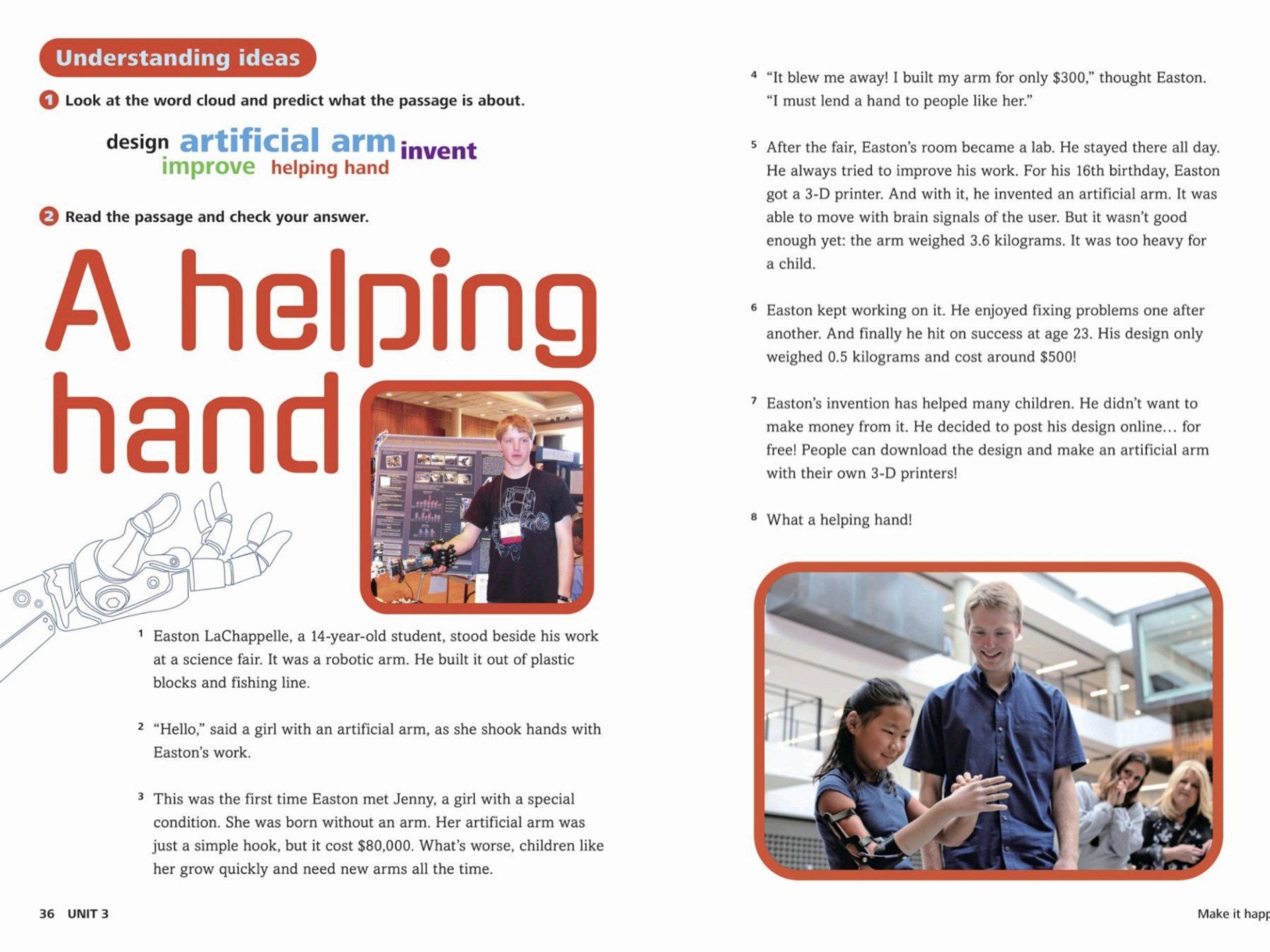 八上Unit3 A helping hand 逐句跟读 新外研八上英语第三单元P36-P37课文 一只“援手”