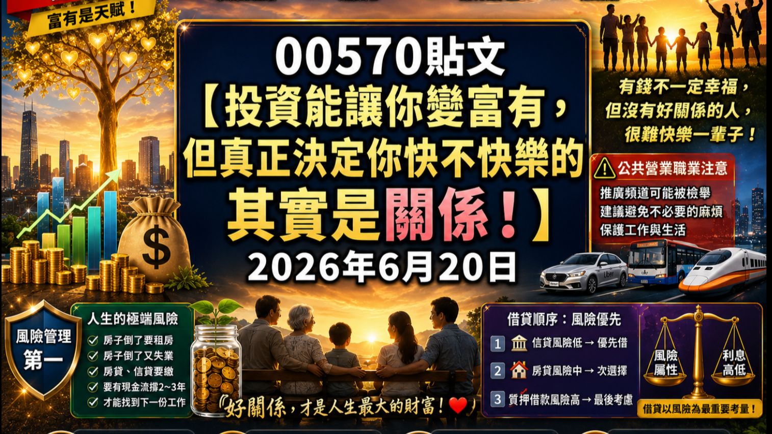 [00570] 投资能让你变富有，但真正决定你快不快乐的其实是关系！ 2026年6月20日—CLEC投资理财频道