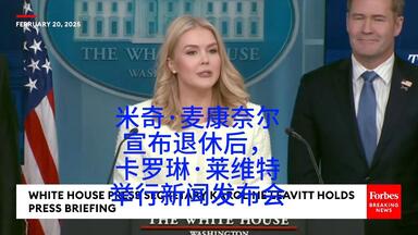 0221<em class="keyword">米奇</em>·<em class="keyword">麦康奈尔</em>宣布退休后，卡罗琳·莱维特举行新闻发布会 中英双字