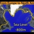 北美到欧洲的土地连接形成| 海平面下降（0至-850m）