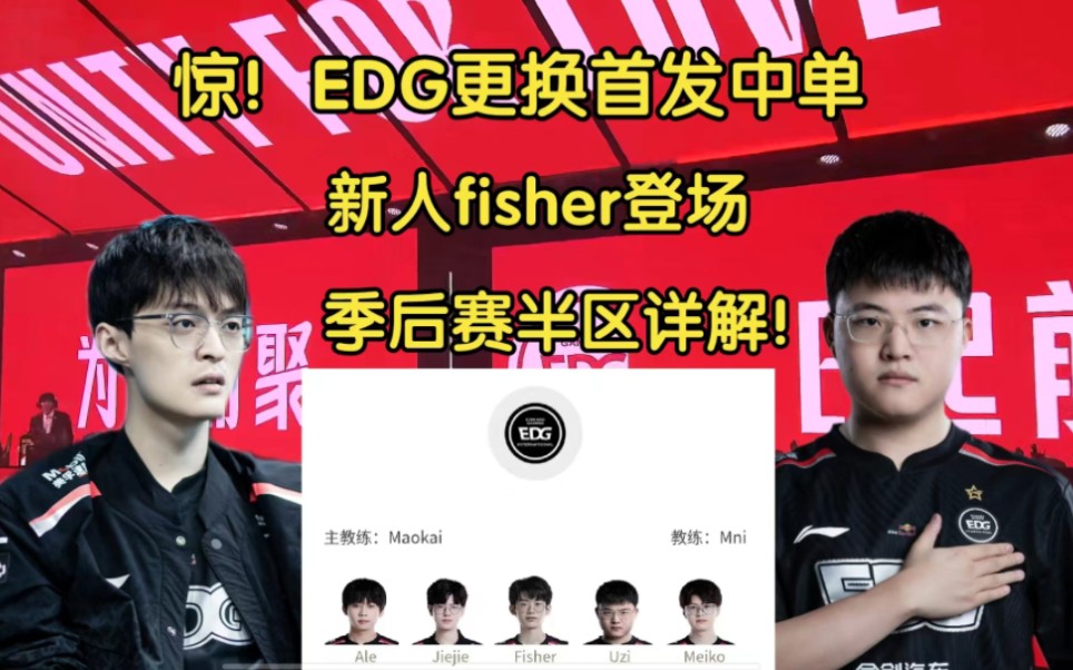 惊!EDG更换首发中单,fofo被斩杀,新人fisher登场!季后赛半区详解电子竞技热门视频