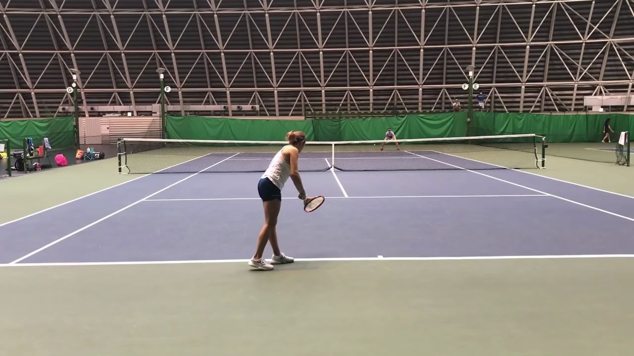 【网球】加藤未唯vs岡村恭香_练习赛有点帅啊