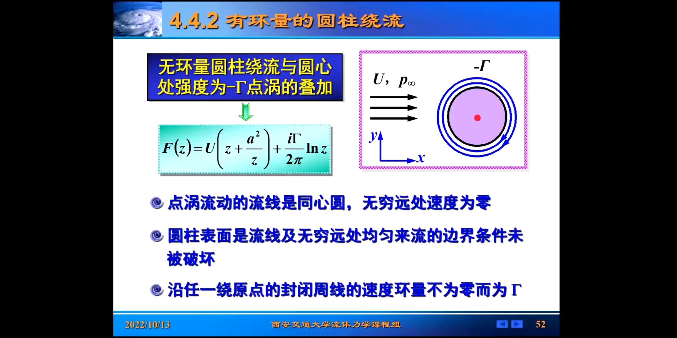 【交通大学线上课】流体力学-有环量的圆柱绕流