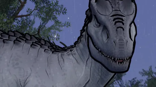 暴虐迅猛龙大战天蝎霸王龙，场面一度紧张，不料暴虐霸王龙当老6