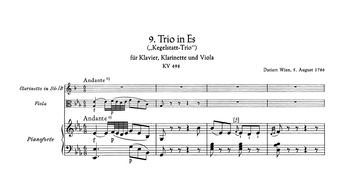 【莫扎特/曲谱同步】降E大调第二号钢琴三重奏 K.498