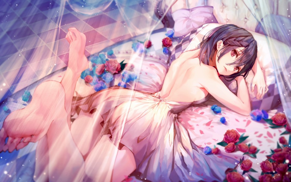 Anime girl lying down