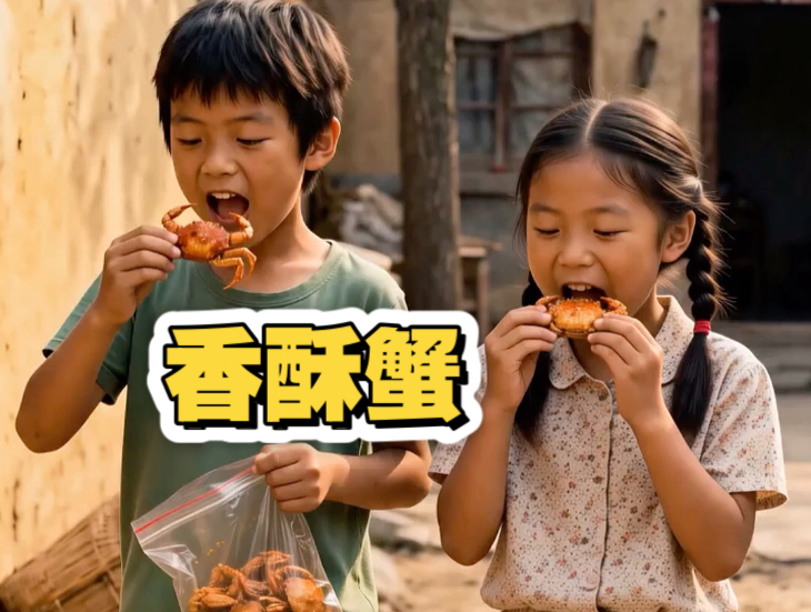 沉浸式体验，80年代小军一家自制香酥蟹的一天。【AI全民制作人】