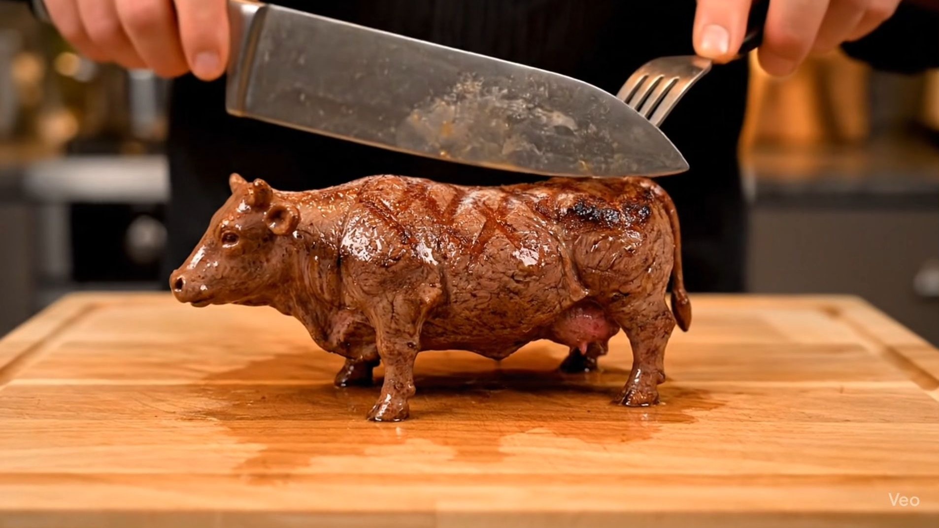 AI伪翻车之切牛排