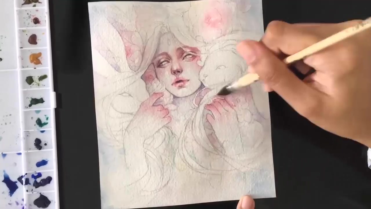 国外大神7分钟水彩教程 蓝铅笔|水彩画|手绘插画|插画教程|绘画教程