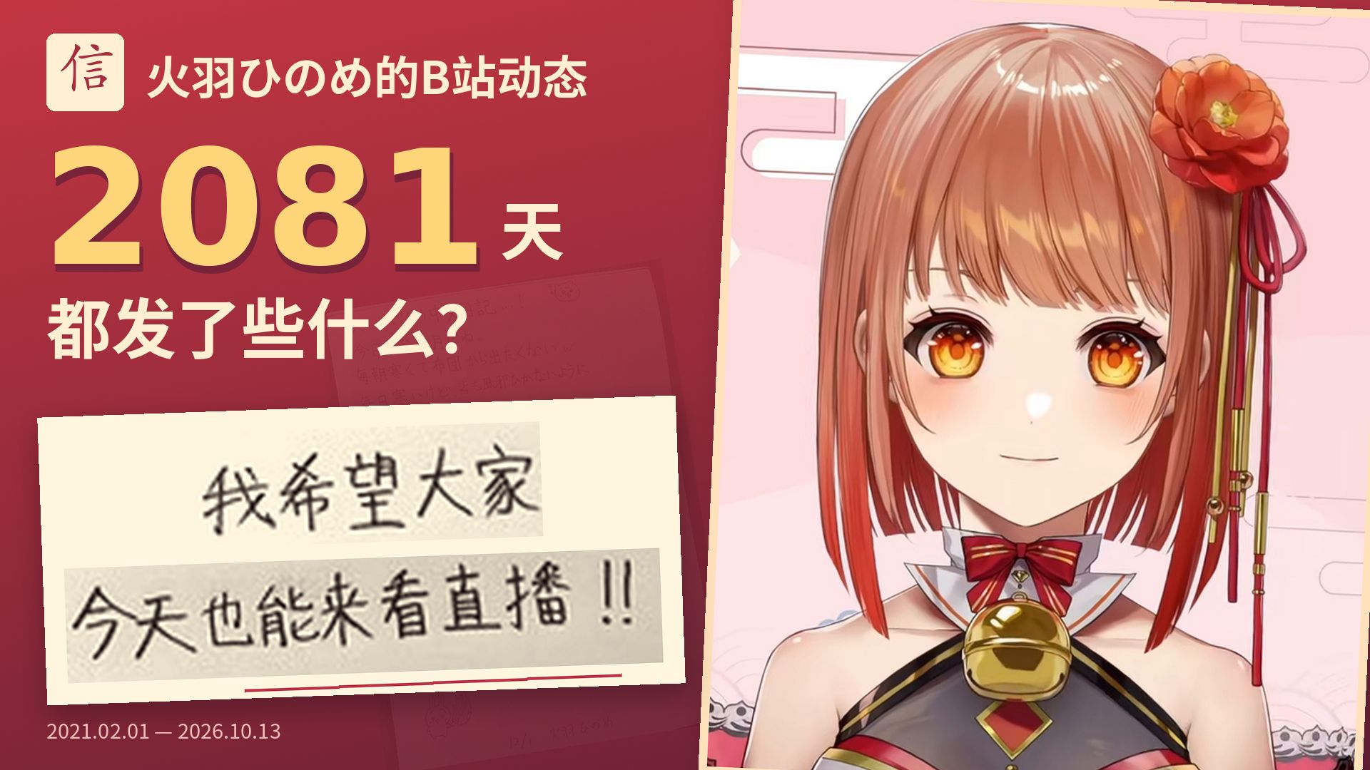 火羽ひのめ这2081天，都在B站发了些什么？｜《信》